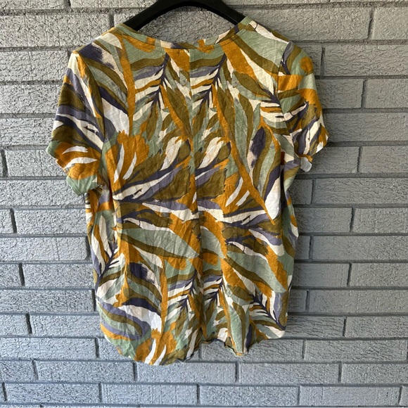 Rachel Zoe V-neck short sleeve cotton tshirt tropical print size 1X - Picture 4 of 4